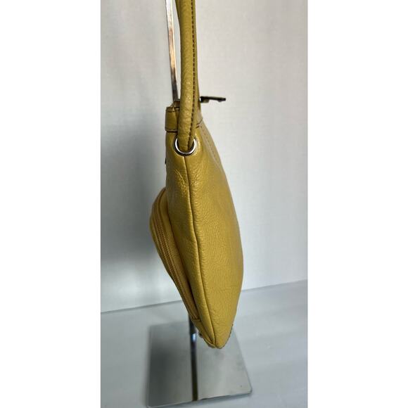 TIGNANELLO Yellow Pebble Leather Crossbody Organizer Handbag Purse - Picture 3 of 12